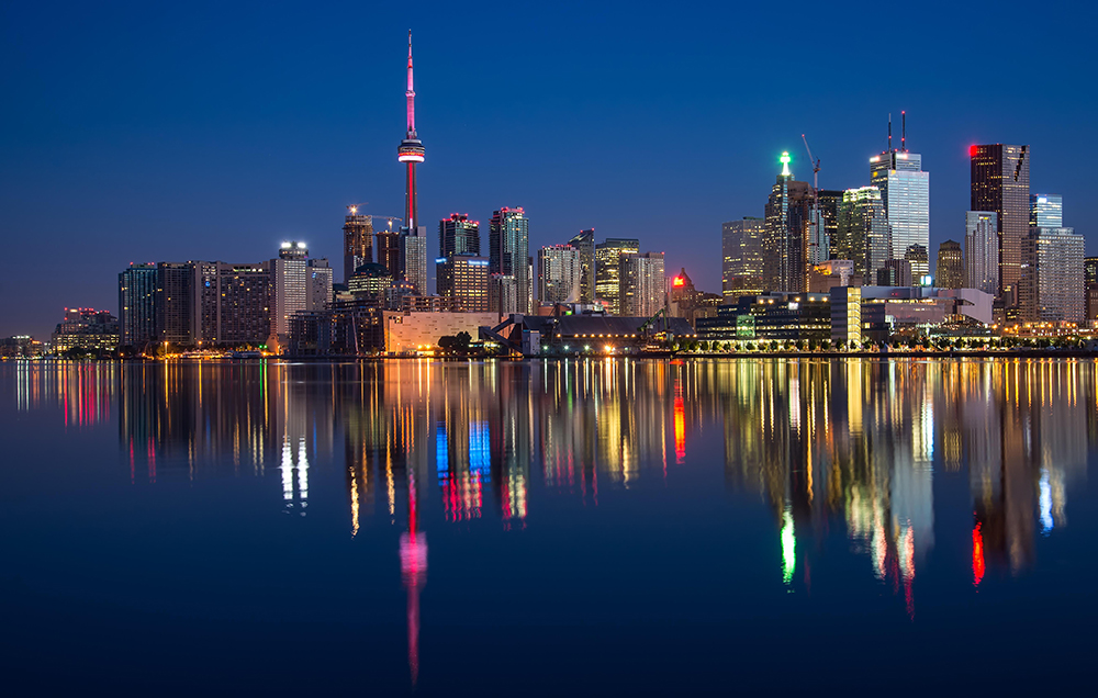 Toronto skyline reflected in Lake Ontario
